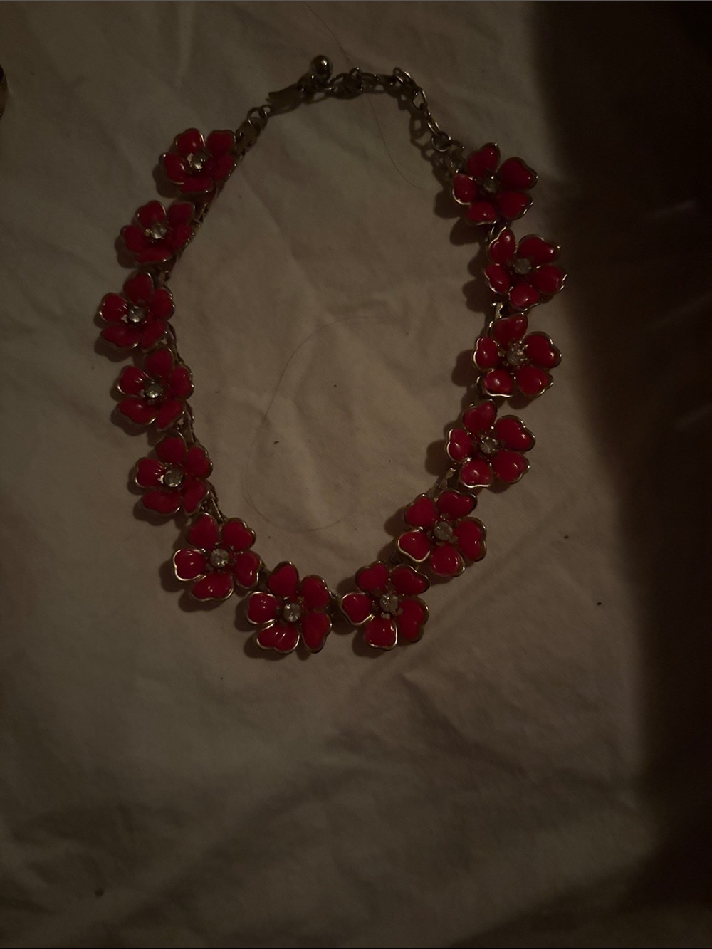 Red Floral Statement Necklace - Women's Jewelry